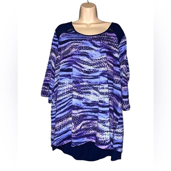 Catherines Women's Plus Size Scoopneck High-Low Tunic .soft, stretchy 1X - Picture 2 of 7